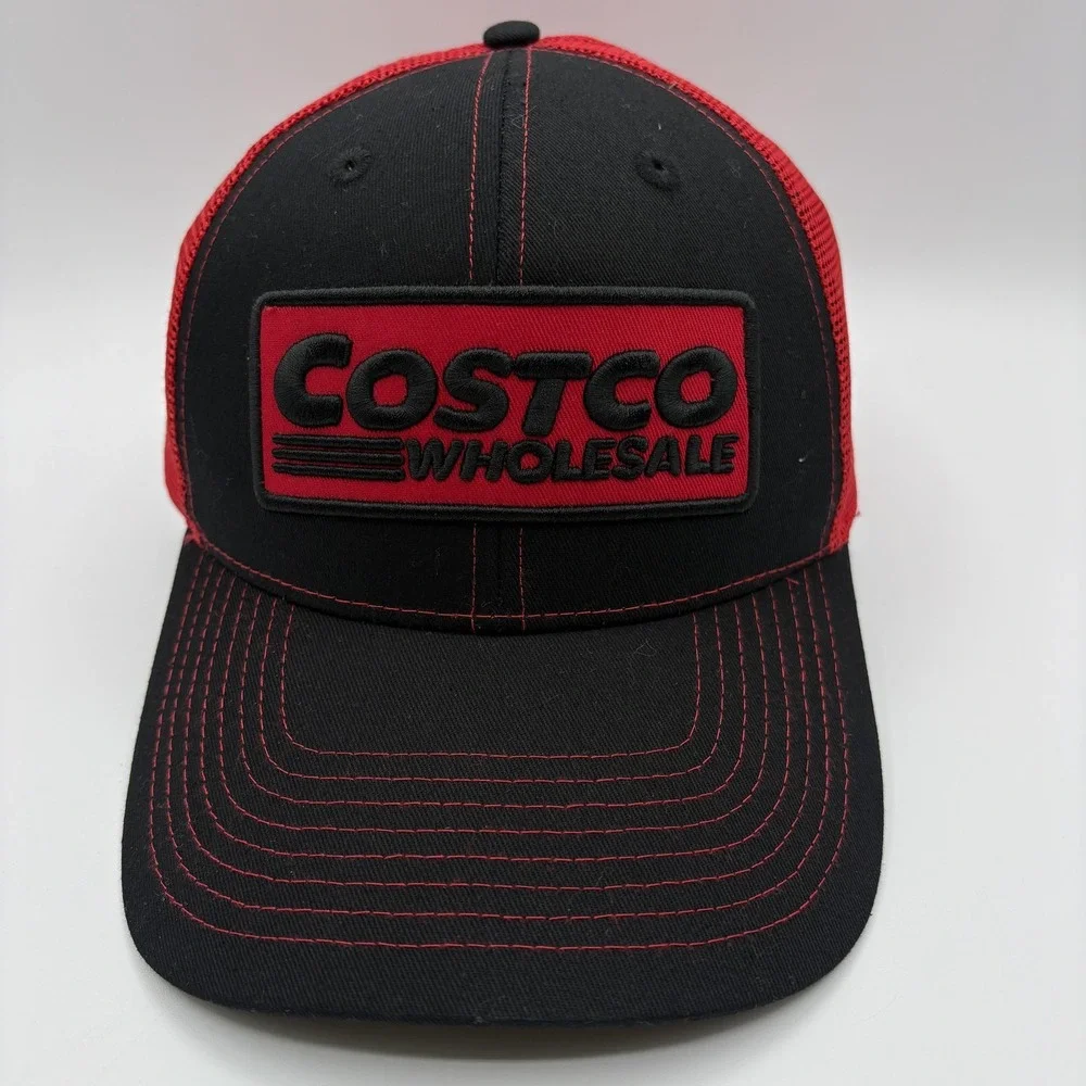 Costco Wholesale Hat BAMKO Trucker Snap Back One Size Mesh Black Red Cap Logo